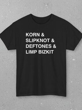 Korn Slipknot Deftones Limp Bizkit Nu Metal Band Black Graphic T-Shirt